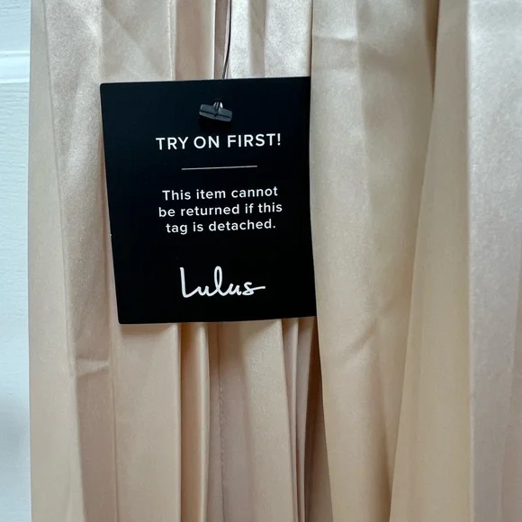 Lulus Give us a Twirl Champagne Satin Pleated Midi Dress - Picture 8 of 11